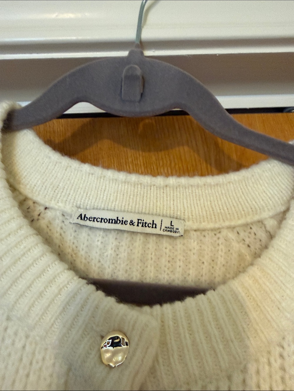 Abercrombie & Fitch Cream Ribbed Button-Front Cardigan - Picture 2 of 4